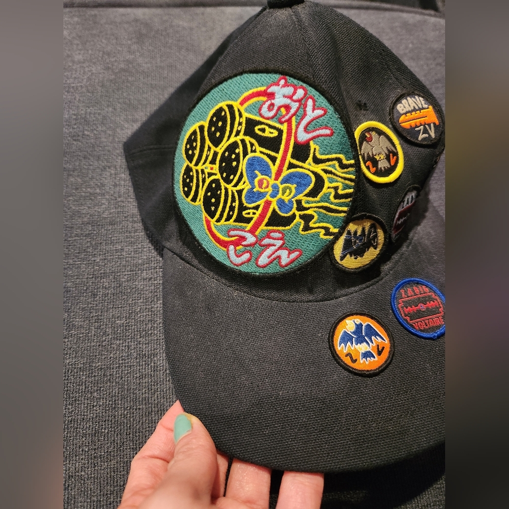 Zadig & Voltaire Embroidered Black Cap with Colorful Patches